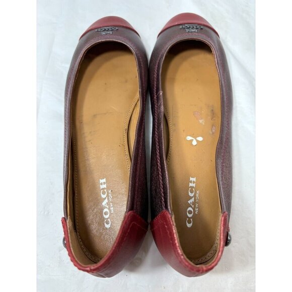 Coach Chelsea Black Cherry Metallic Leather Ballet Flats Size 5.5B - Picture 12 of 13